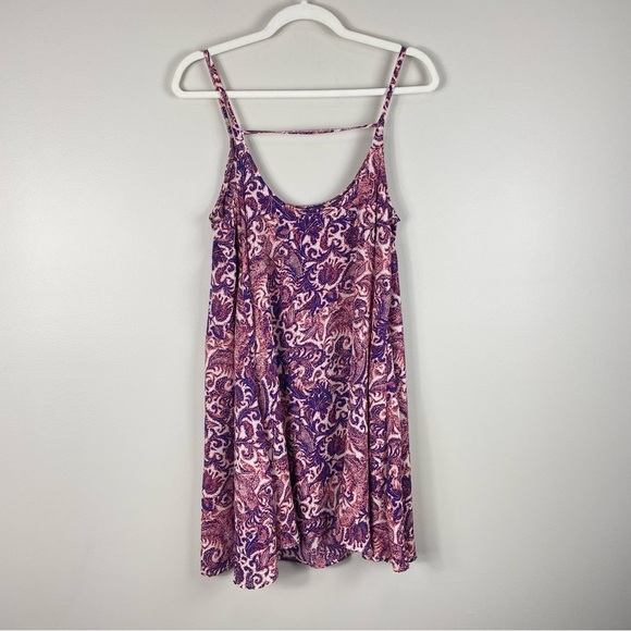 Free People Dove Slip Mini Dress Womens Small Paisley Purple Boho Hippie Flowy - Picture 4 of 10